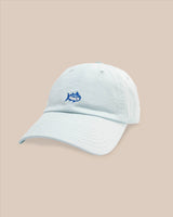 The front view of the Southern Tide Mini Skipjack Leather Strap Hat by Southern Tide - Blue