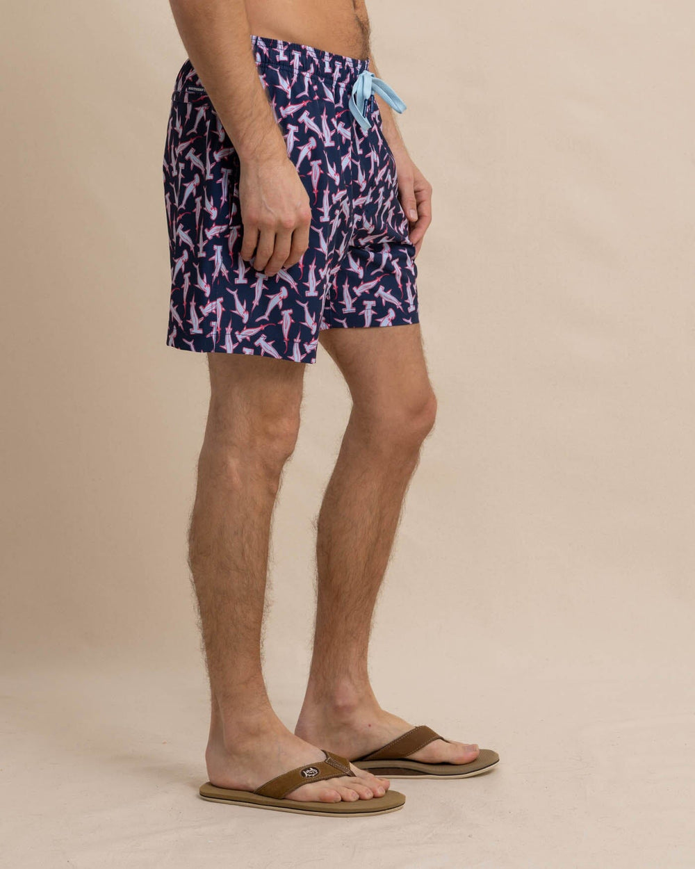 The front view of the Southern Tide Nailed It Swim Trunk by Southern Tide - Dress Blue