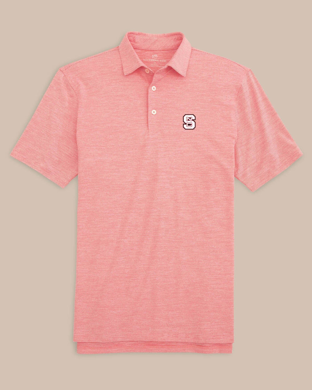 The front of the NC State Driver Spacedye Polo Shirt by Southern Tide - Varsity Red