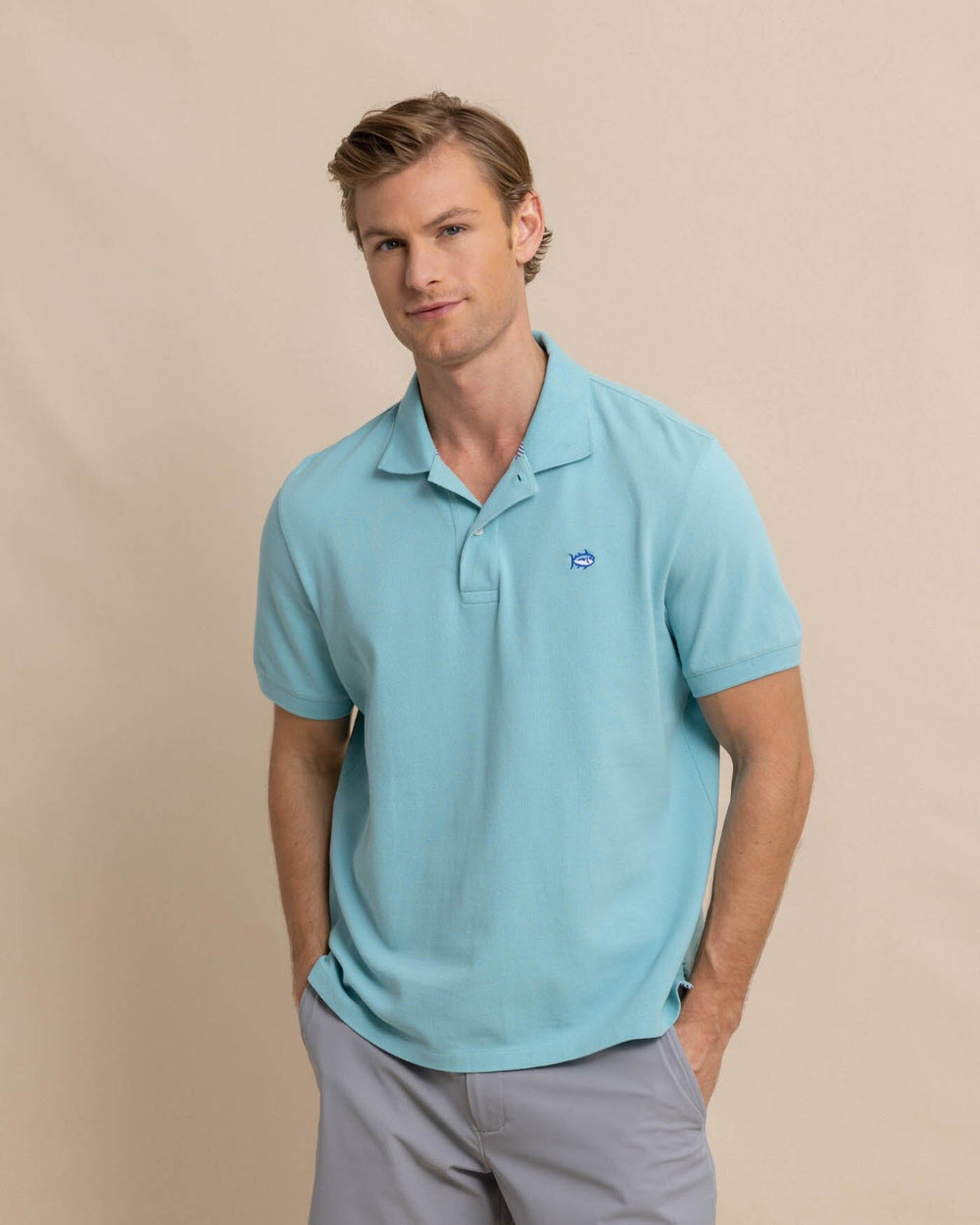 The front view of the Southern Tide new-skipjack-polo-shirt by Southern Tide - Marine Blue