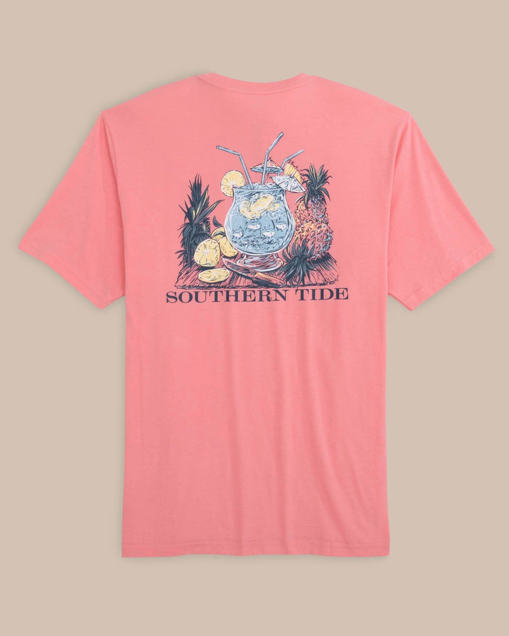 The back view of the Southern Tide Pink Punch Short Sleeve T-Shirt by Southern Tide - Geranium Pink