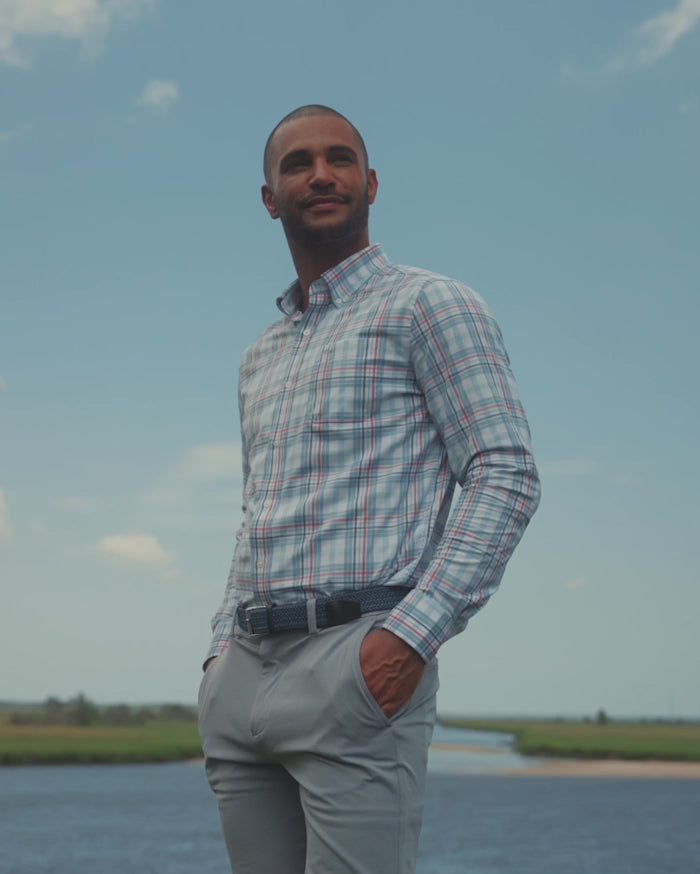 The video of the Southern Tide Durwood Plaid Intercoastal Sport Shirts by Southern Tide - Dream Blue