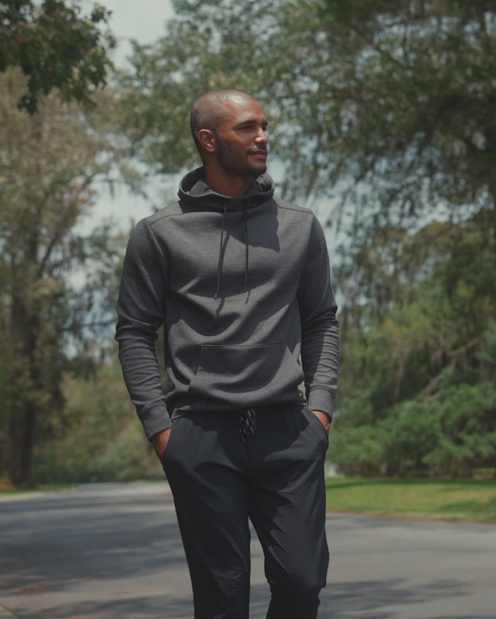 The video of the Southern Tide Stratford Heather Interlock Hoodie by Southern Tide - Heather Caviar Black