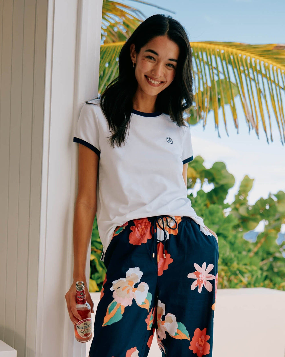 The front view of the Reece Baby Pique Top by Southern Tide - Classic White