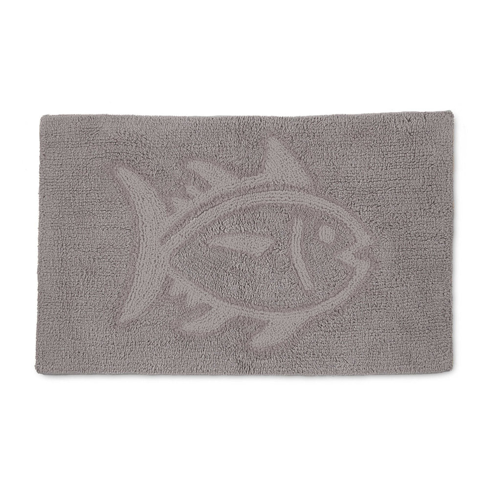 The front view of the Reversible Skipjack Tonal Bath Rug by Southern Tide - Harpoon Grey