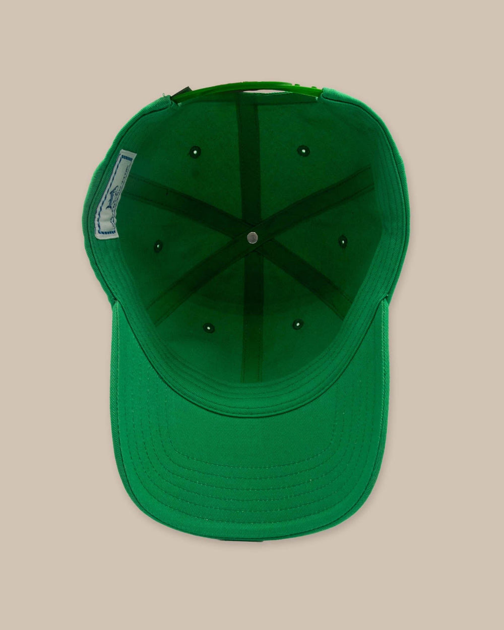 The detail view of the Southern Tide Rising Tide Trucker Hat by Southern Tide - Lawn Green