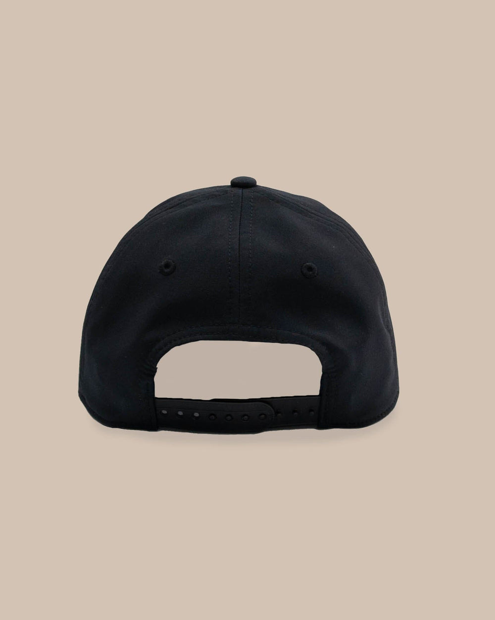 The back view of the Southern Tide Rubber Skipjack Performance Hat by Southern Tide - Black