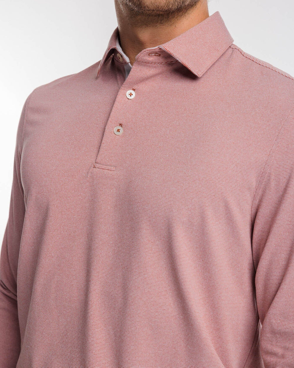 Ryder Heather Ridgeway Stripe Long Sleeve Performance Polo