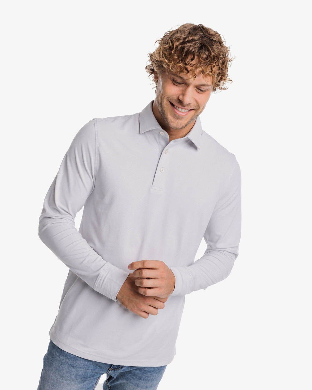 Ryder Heather Ridgeway Stripe Long Sleeve Performance Polo M_Polo Shirts Southern Tide 