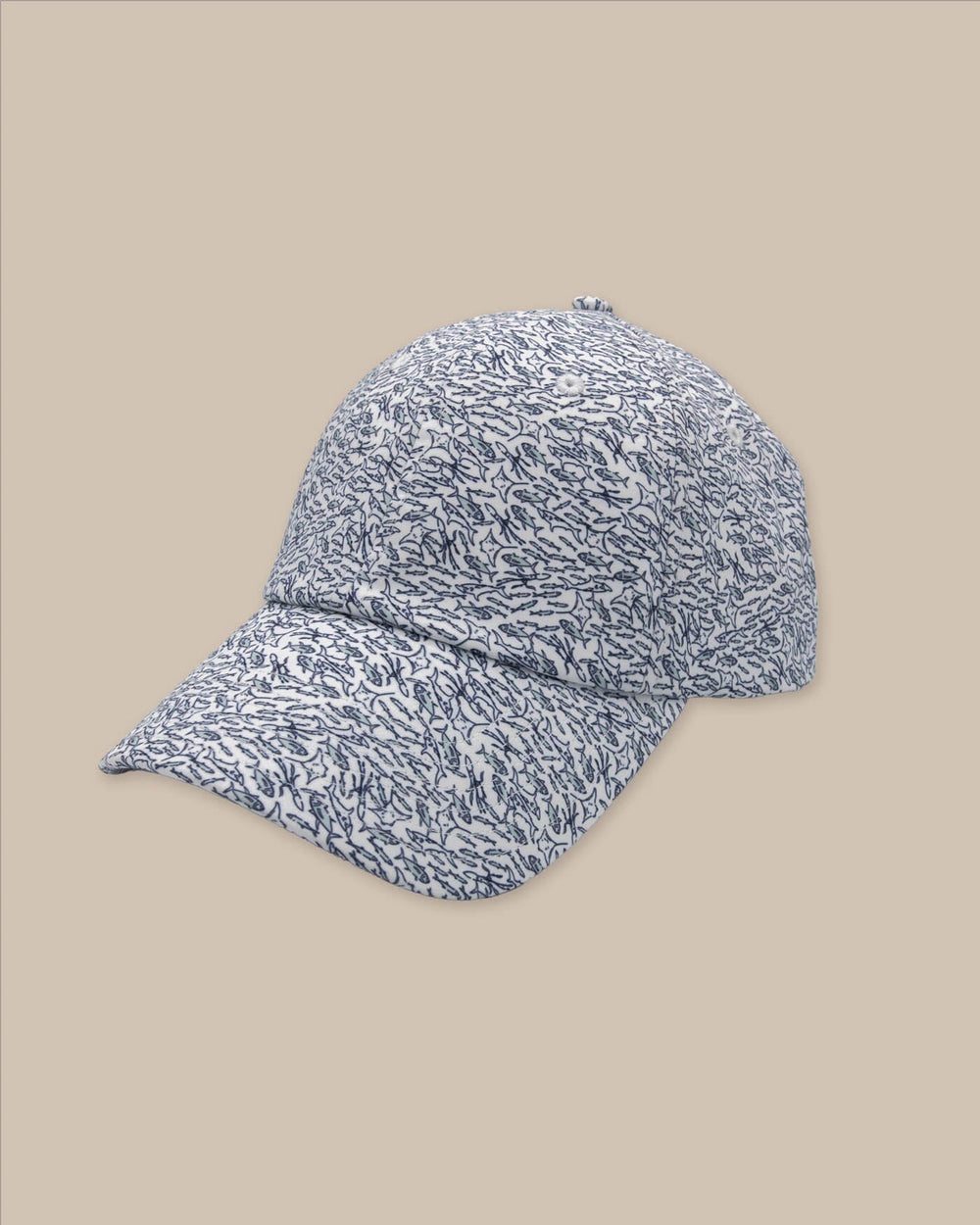 The front view of the Southern Tide Schooling Fish Performance Hat by Southern Tide - Classic White