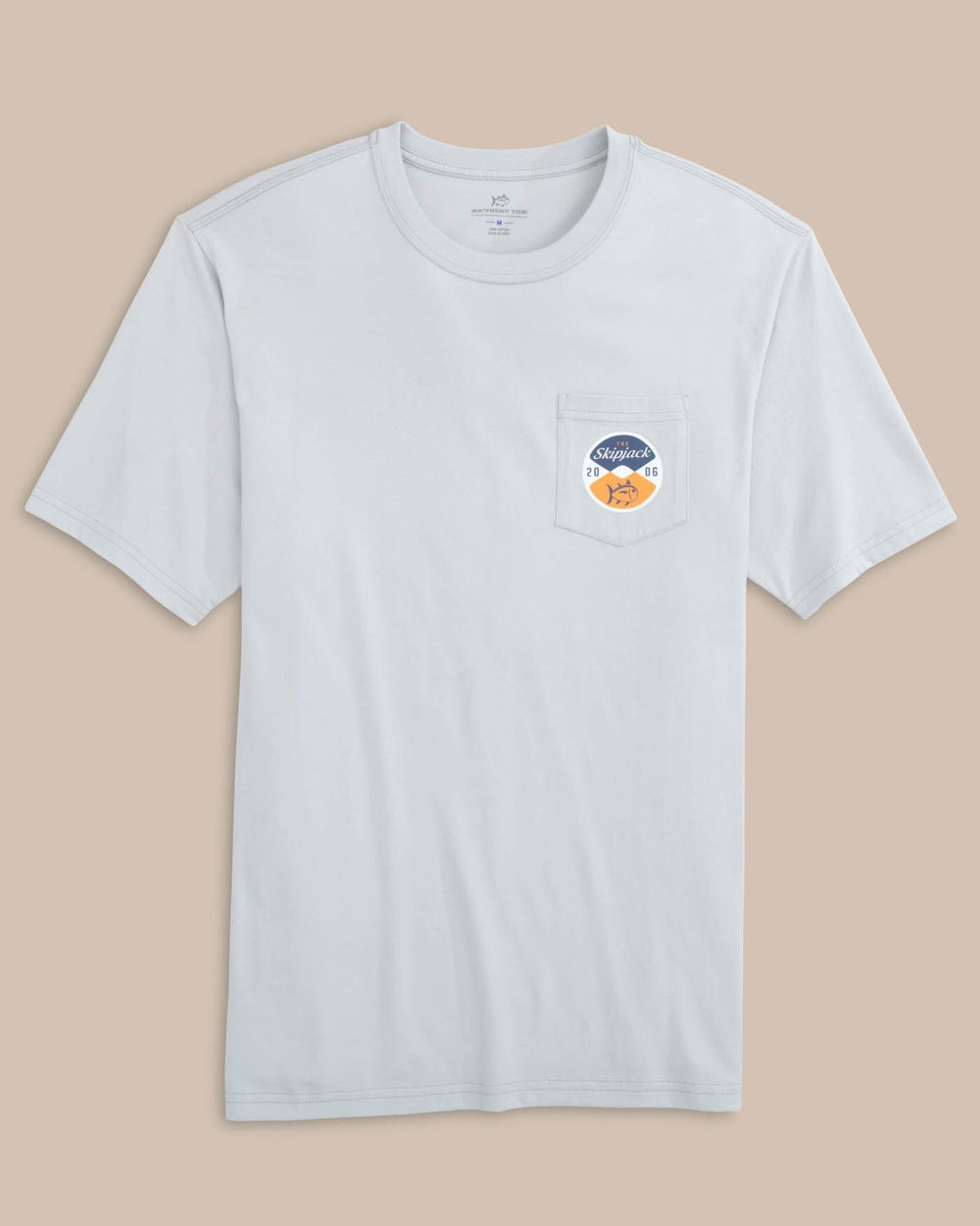 The front view of the Southern Tide Sj Reel Deal Short Sleeve T-Shirt by Southern Tide - Platinum Grey