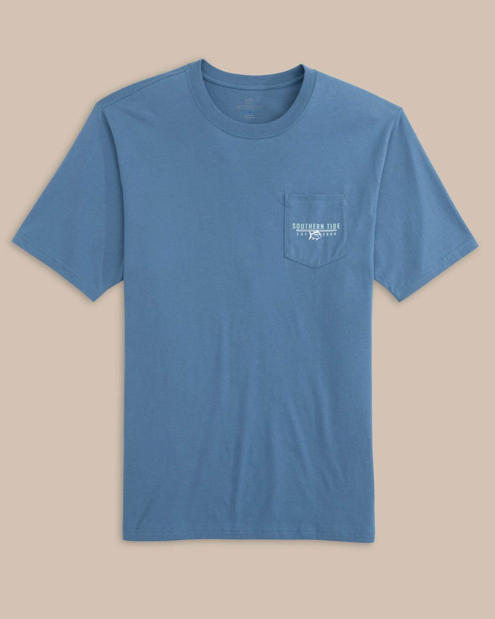 The front view of the Southern Tide Skipjack Beach Surf Club Short Sleeve T-Shirt by Southern Tide - Coronet Blue