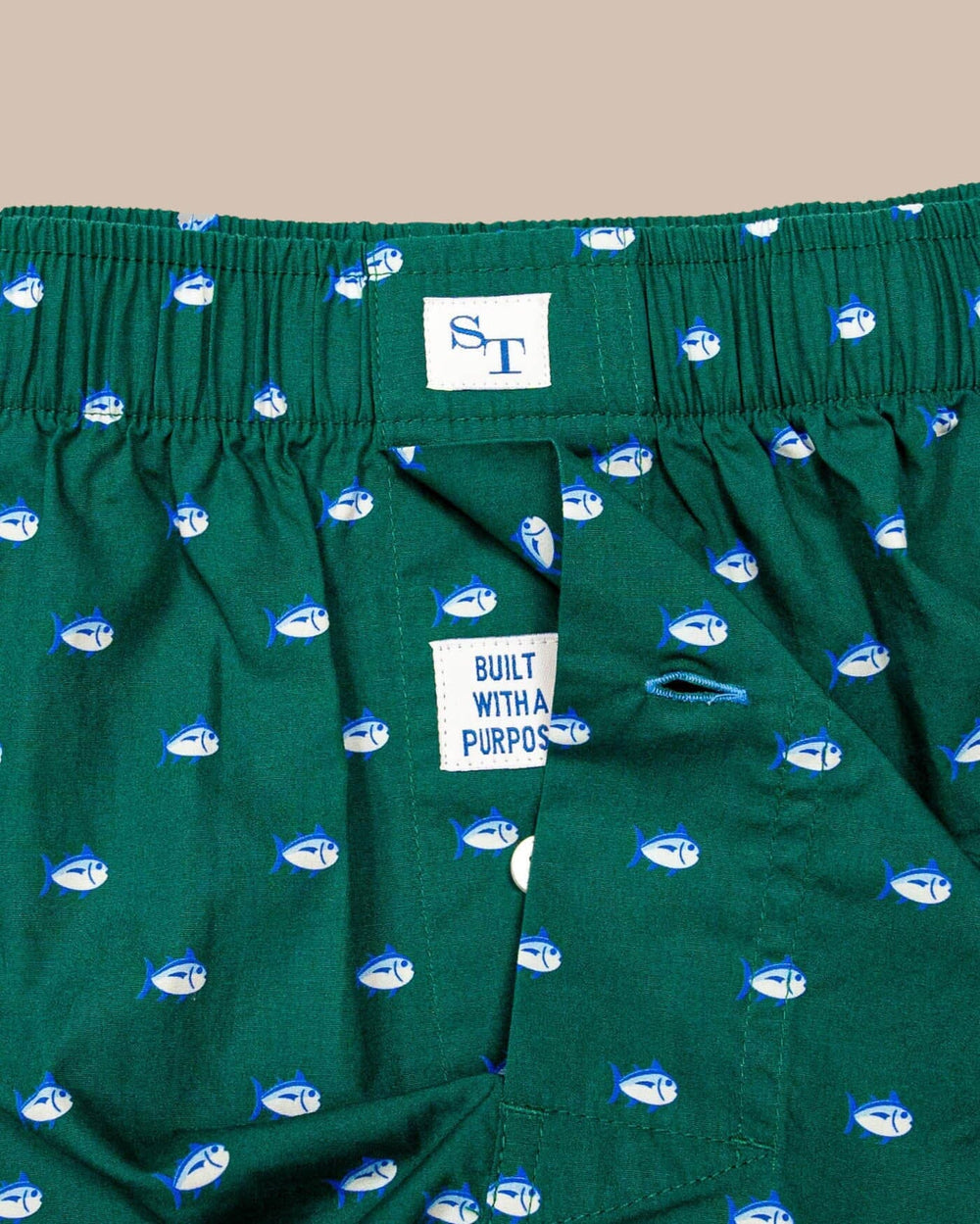 The detail view of the Southern Tide Skipjack Boxer Short by Southern Tide - Cedar Green