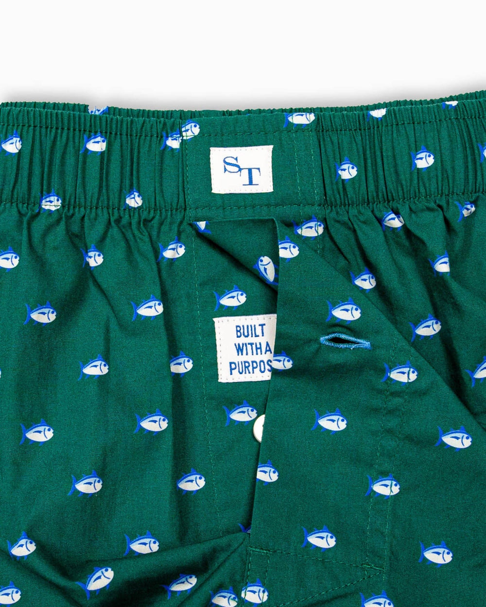 The front view of the Southern Tide Skipjack Boxer Short by Southern Tide - Cedar Green