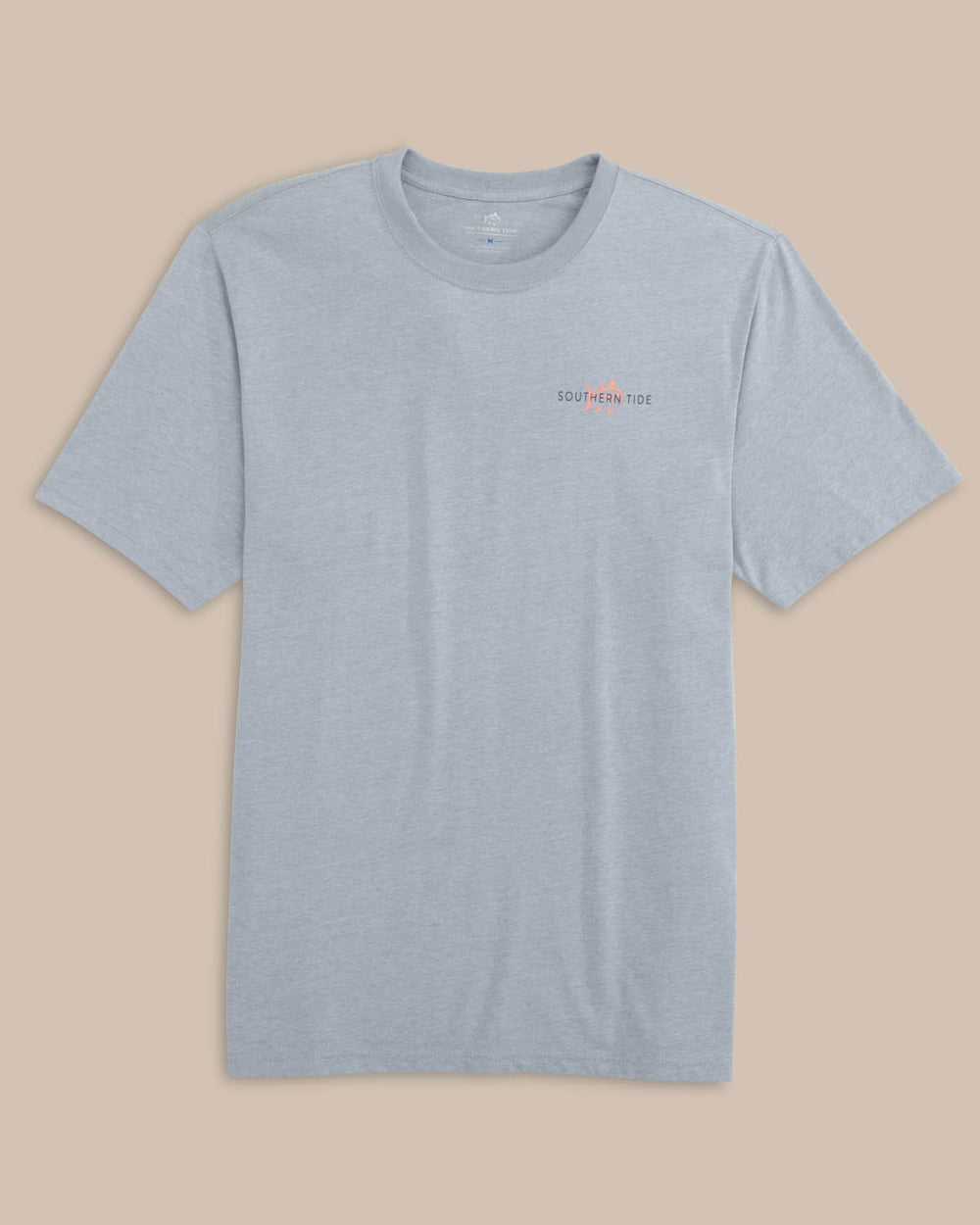 The front view of the Southern Tide Skipjack Buoys Club Heather Short Sleeve T-shirt by Southern Tide - Heather Platinum Grey