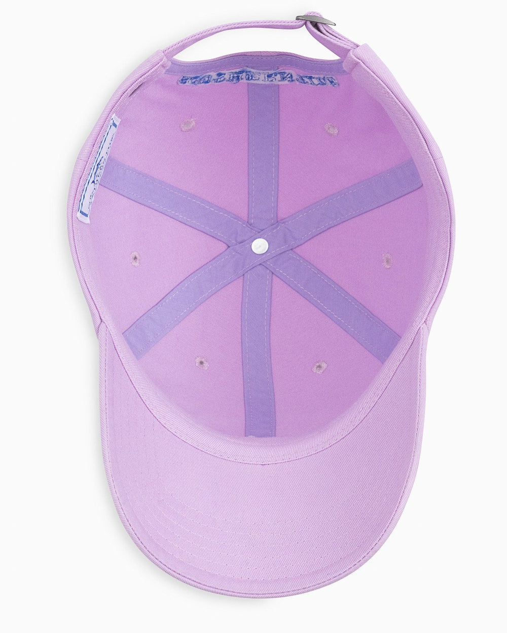 The inside of the Skipjack Hat by Southern Tide - Heliotrope