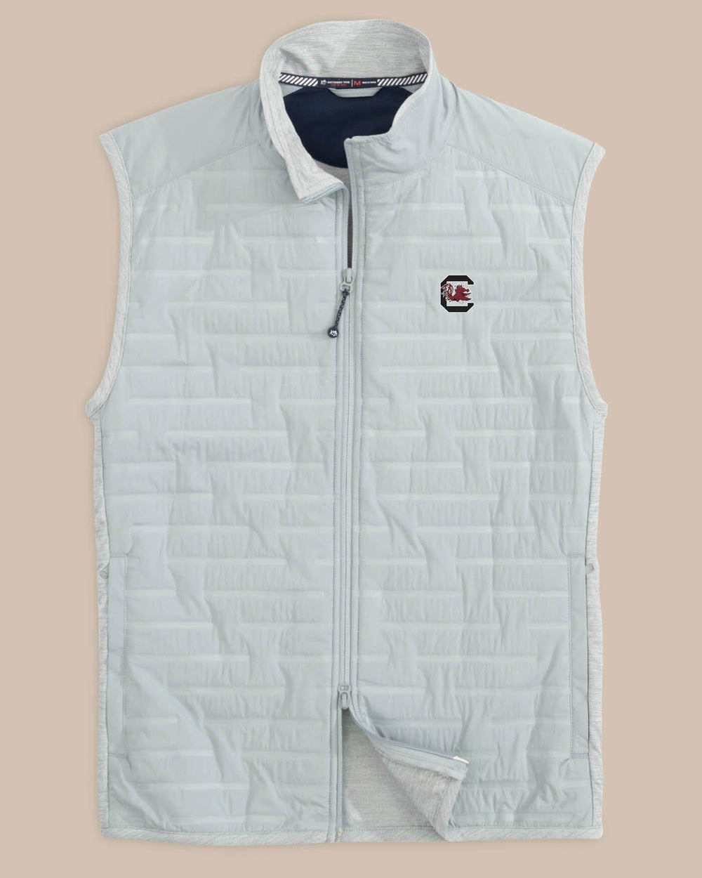 The front view of the Southern Tide South Carolina Abercorn Vest by Southern Tide - Gravel Grey