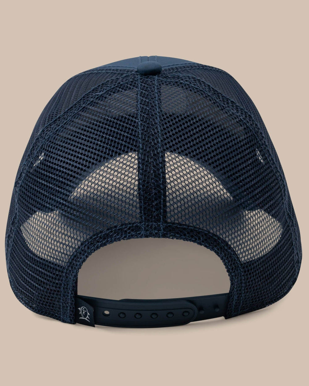 The back view of the Men's South Carolina Patch Performance Trucker Hat by Southern Tide - Seven Seas Blue