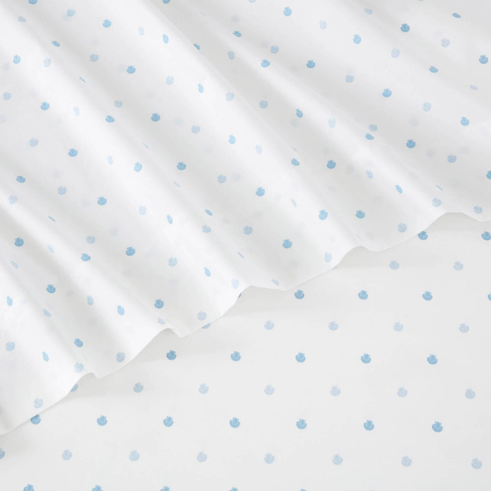 The front view of the Southern Tide Southern Tide Beach Shells Blue Sheet Set by Southern Tide - Blue