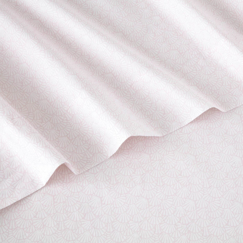 The front view of the Southern Tide Southern Tide Calico Scallop Pink Sheet Set by Southern Tide - Pink