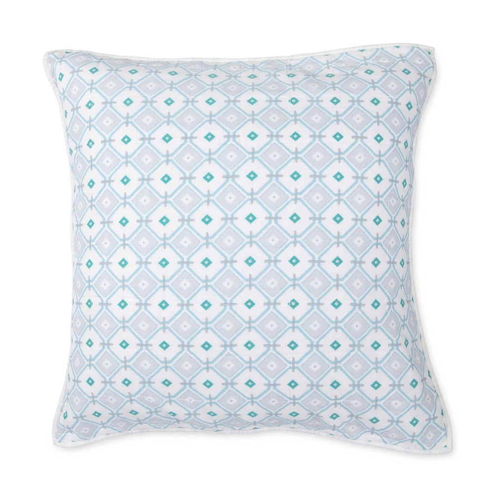 The front view of the Southern Tide Southern Tide Emerald Isle Euro Blue Sham by Southern Tide - Blue