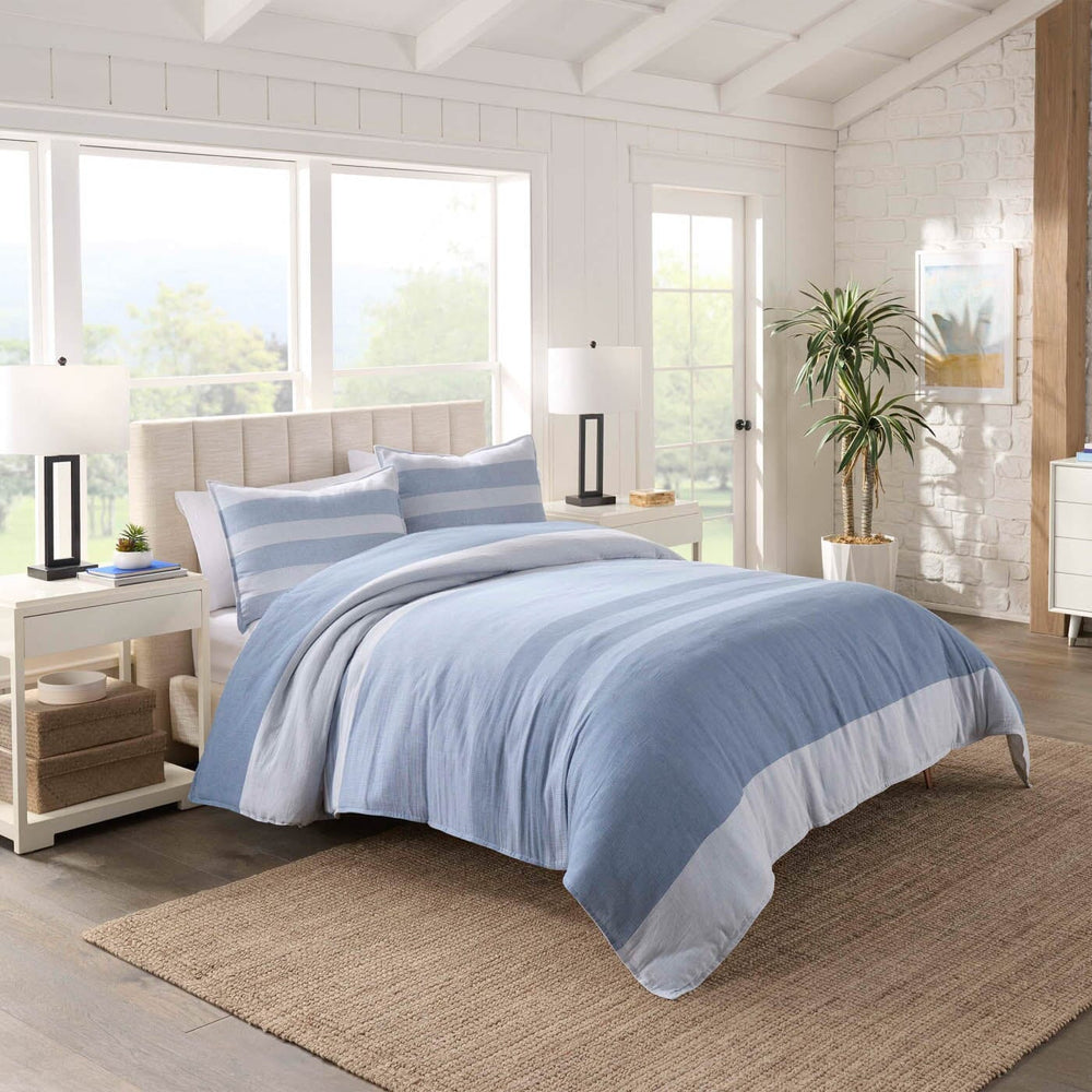 The front view of the Southern Tide Southern Tide Lakeshore Blue Comforter Set by Southern Tide - Blue