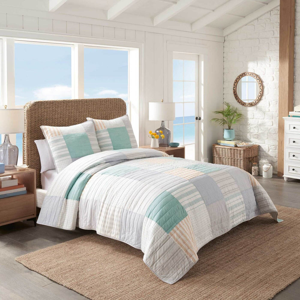 The front view of the Southern Tide Southern Tide Nautical Mile Seaglass European Square Sham by Southern Tide - Seaglass