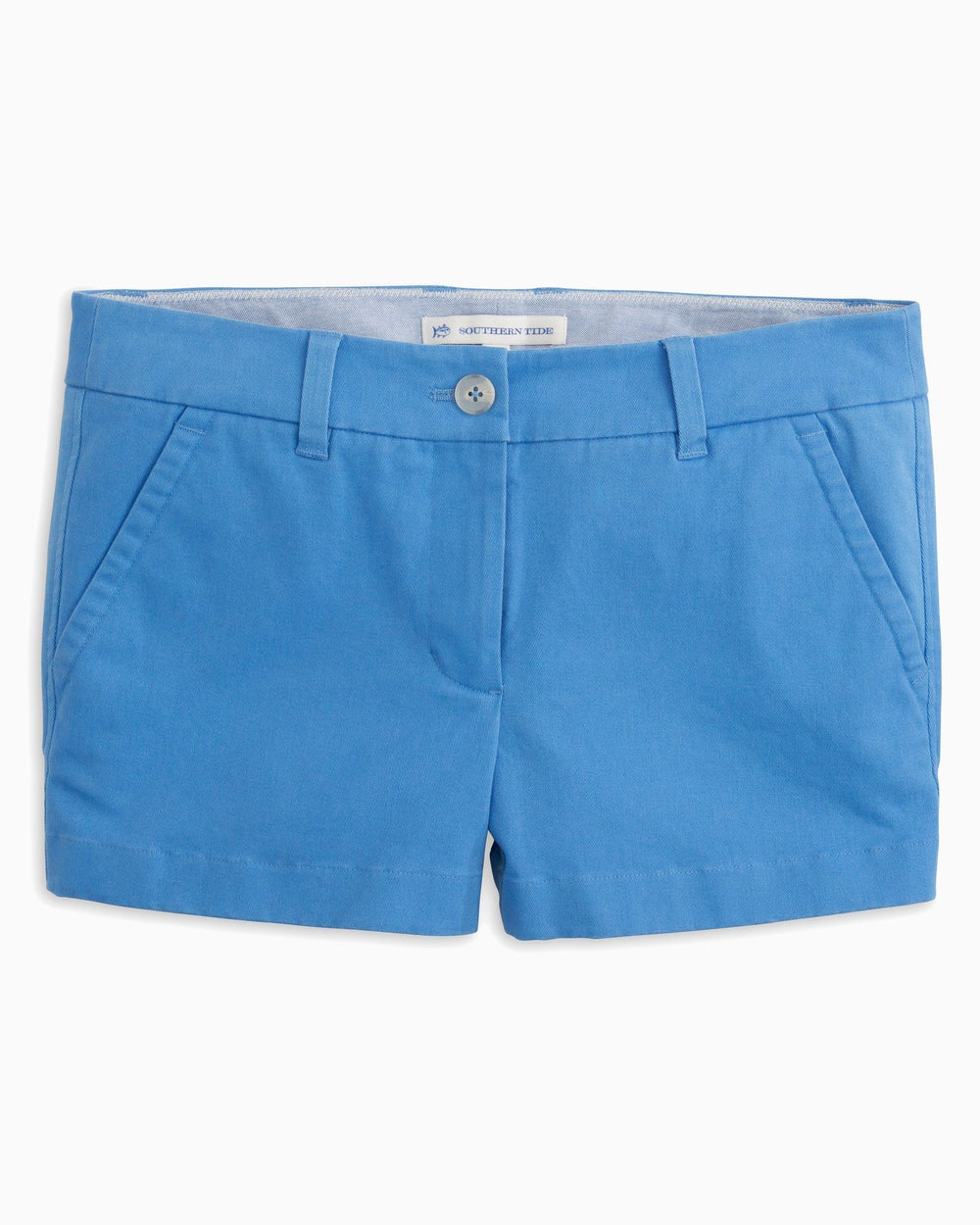 The front view of the Women's Blue 3" Leah Shorts by Southern Tide - Blue Stream
