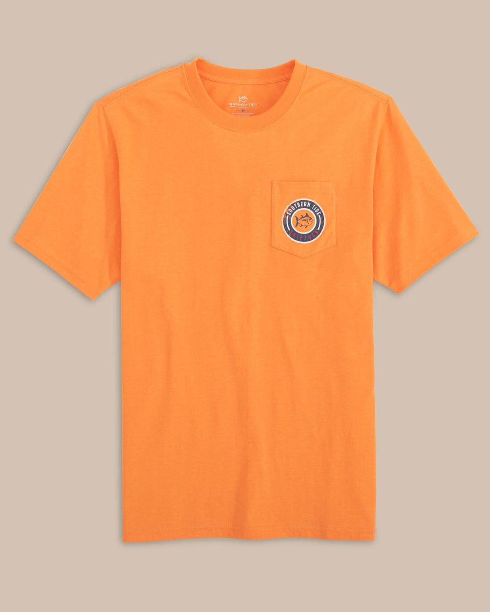 The front view of the Southern Tide ST Circle Short Sleeve T-Shirt by Southern Tide - Tangerine Orange