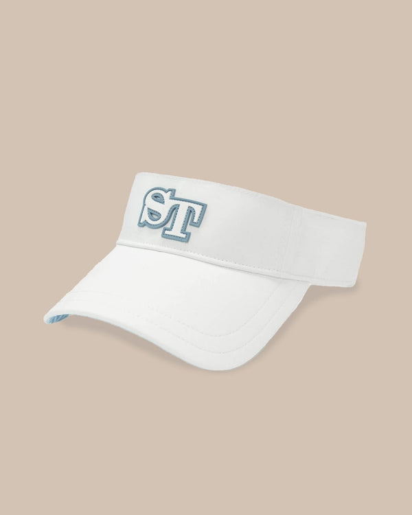 The front view of the Southern Tide ST Print Performance Visor by Southern Tide - White