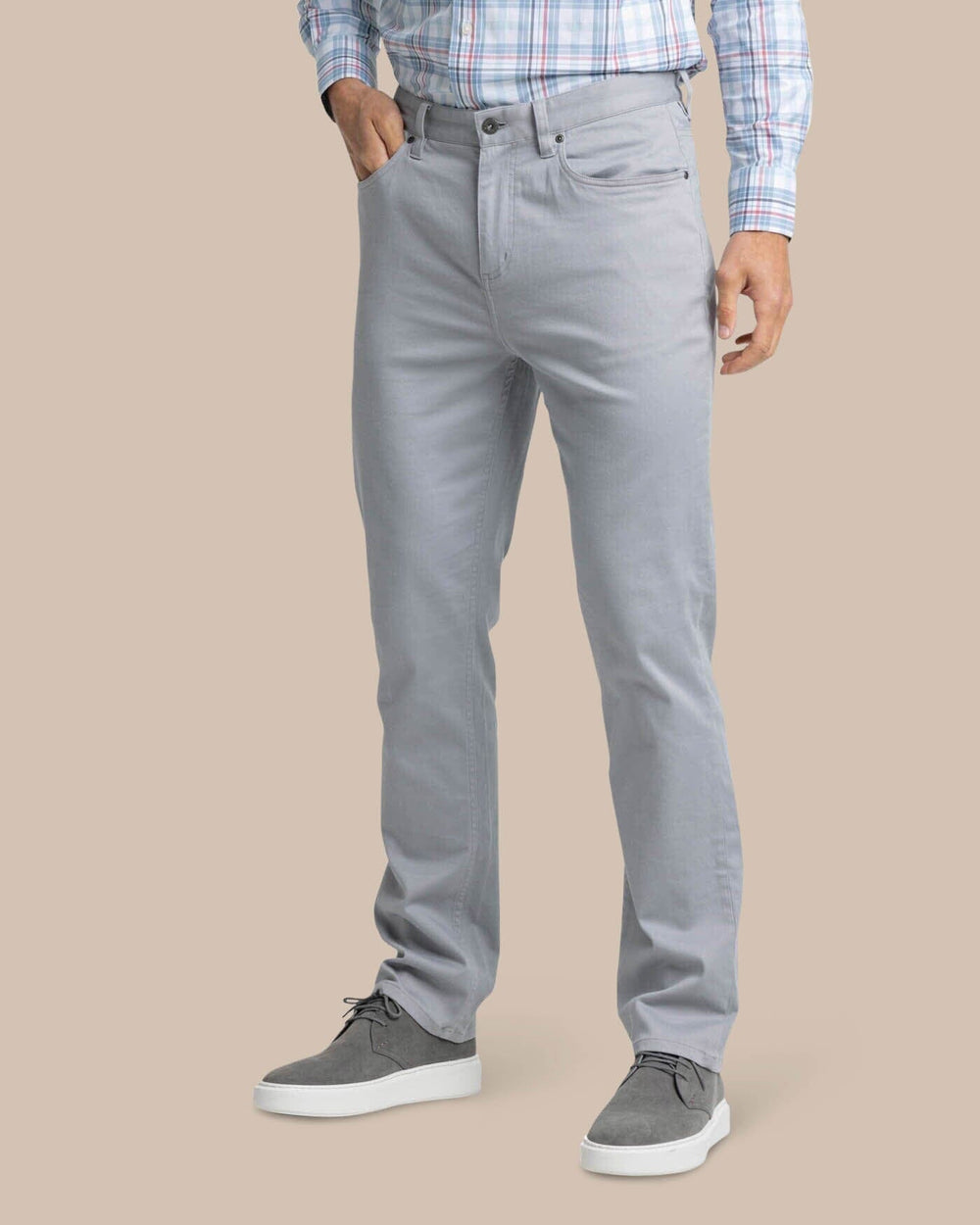 The front view of the Southern Tide Sullivan Five Pocket Pant by Southern Tide - Ultimate Grey
