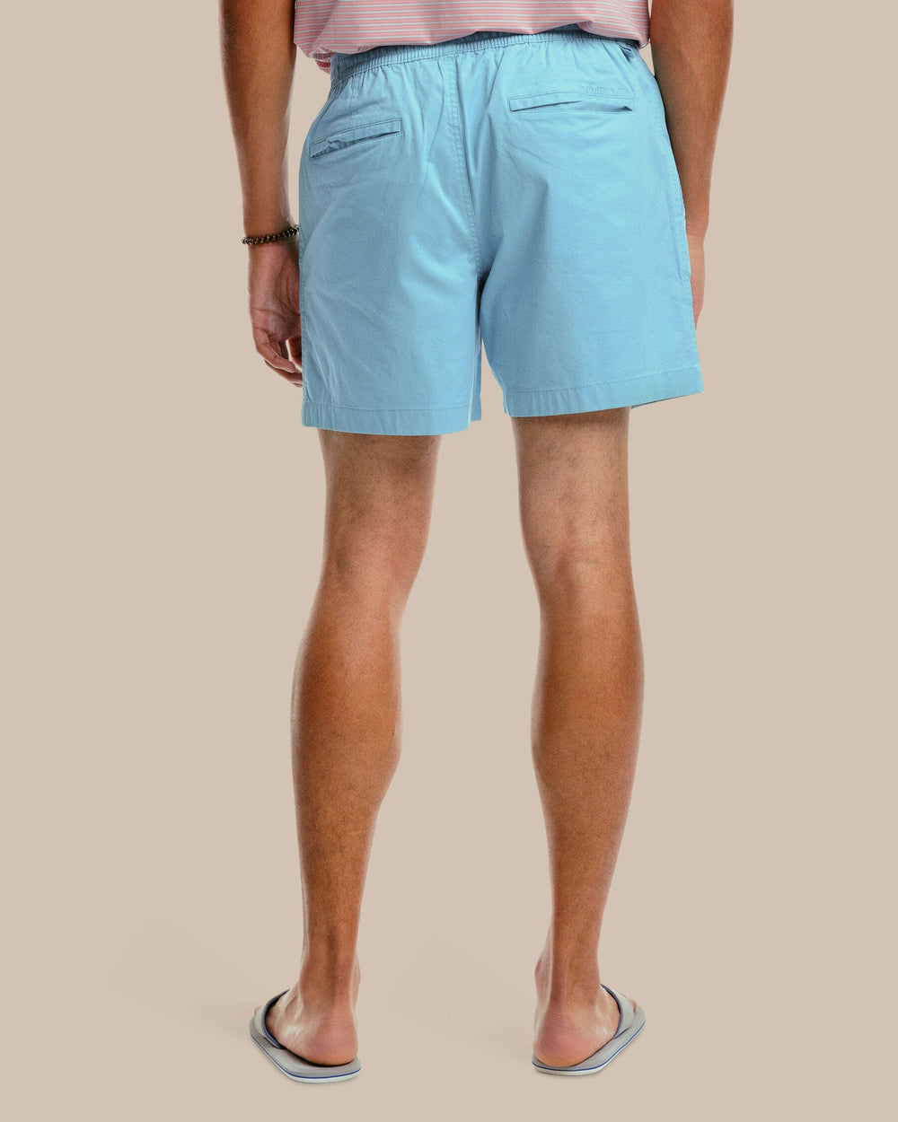 The model back view of the Sun Farer 6 inch short - Ocean Teal