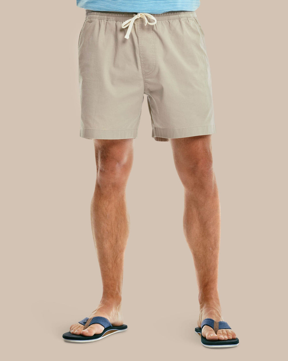 The model front view of the Sun Farer 6 inch short - Sand Dollar