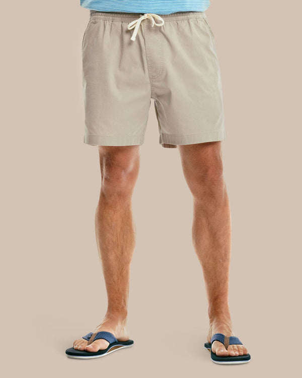 The model front view of the Sun Farer 6 inch short - Sand Dollar