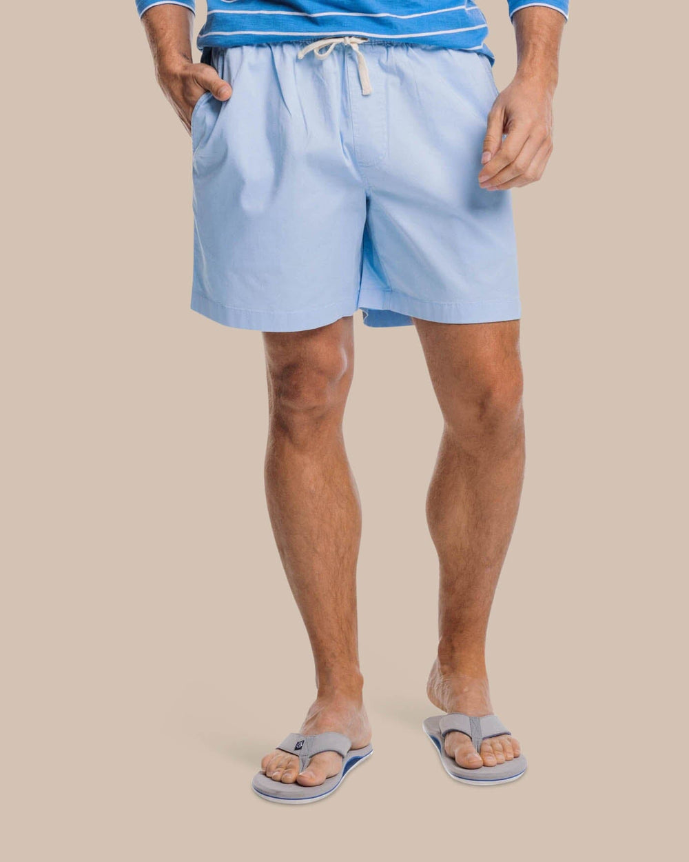 The front view of the Southern Tide Sun Farer 6 Inch Short by Southern Tide - Clearwater Blue