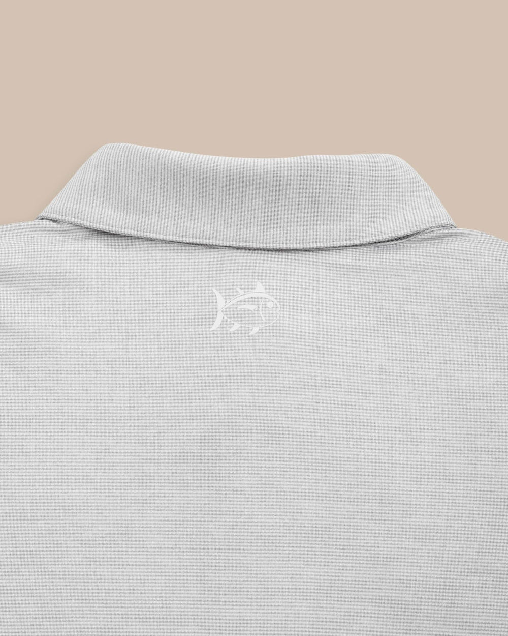 The yoke of the Alabama Crimson Tide Driver Spacedye Polo Shirt by Southern Tide - Slate Grey