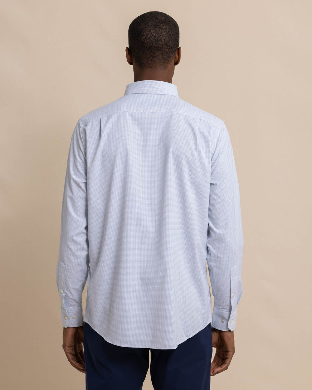 The front view of the Team Colors Gingham Intercoastal Sport Shirt by Southern Tide - Slate Grey