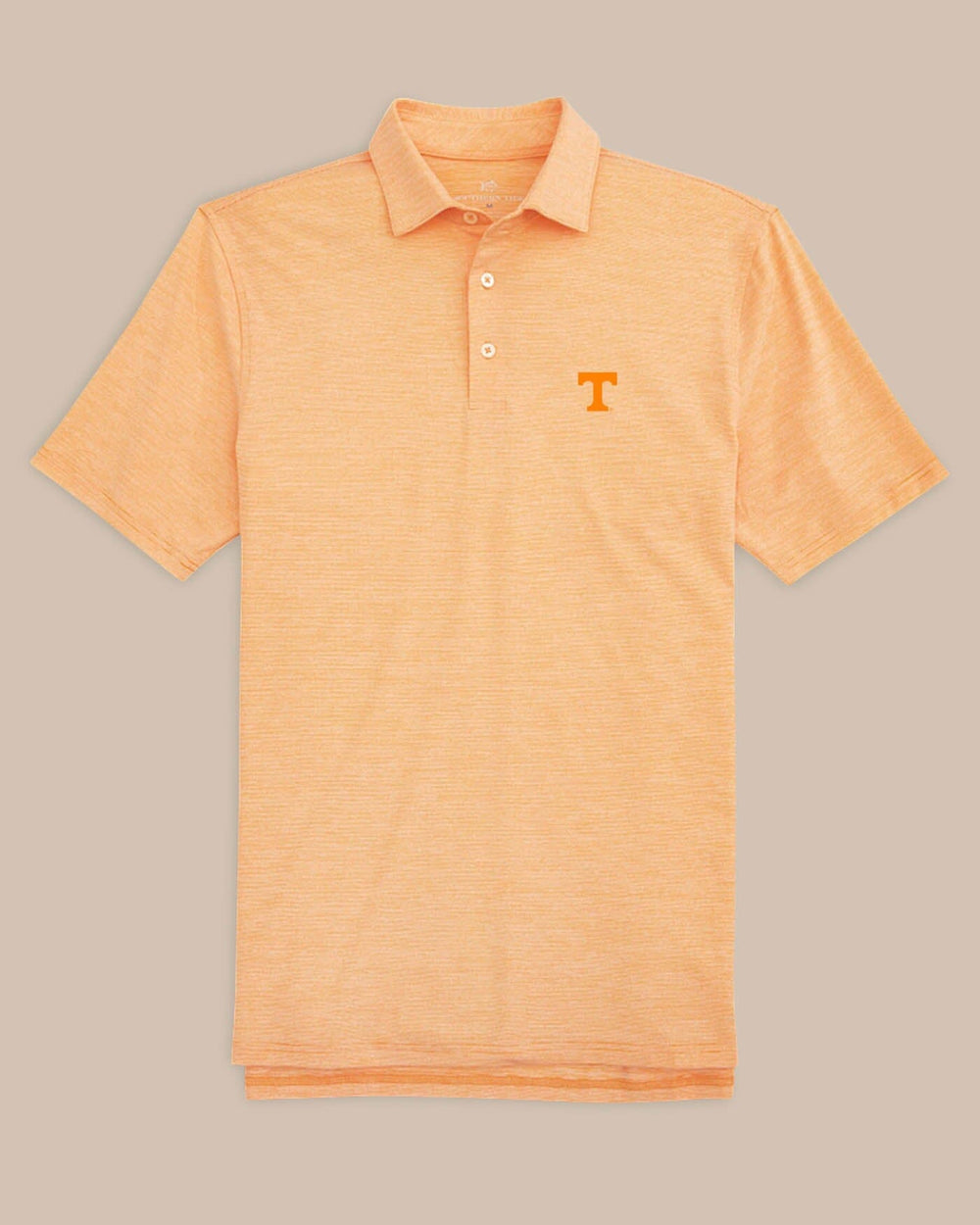 The front view of the Tennessee Vols Driver Spacedye Polo Shirt by Southern Tide - Rocky Top Orange
