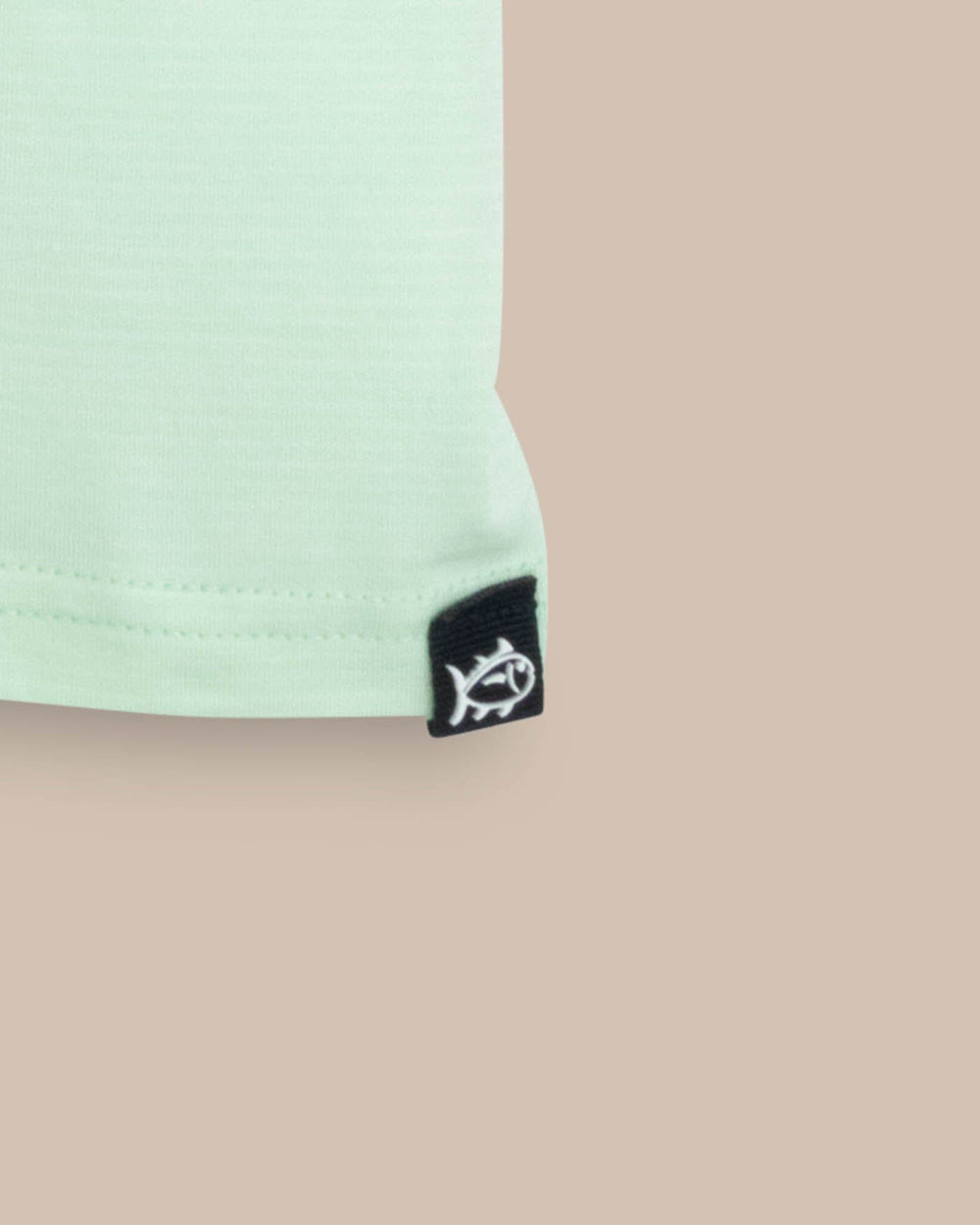 The detail view of the Southern Tide The Seaport Davenport Stripe Tee by Southern Tide - Morning Mist Sage