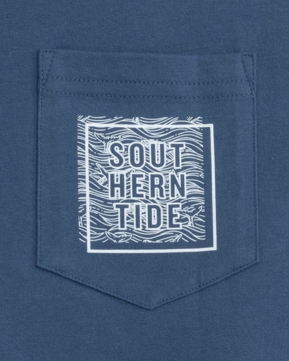 The detail view of the Southern Tide The Whaler Short Sleeve T-shirt by Southern Tide - Aged Denim