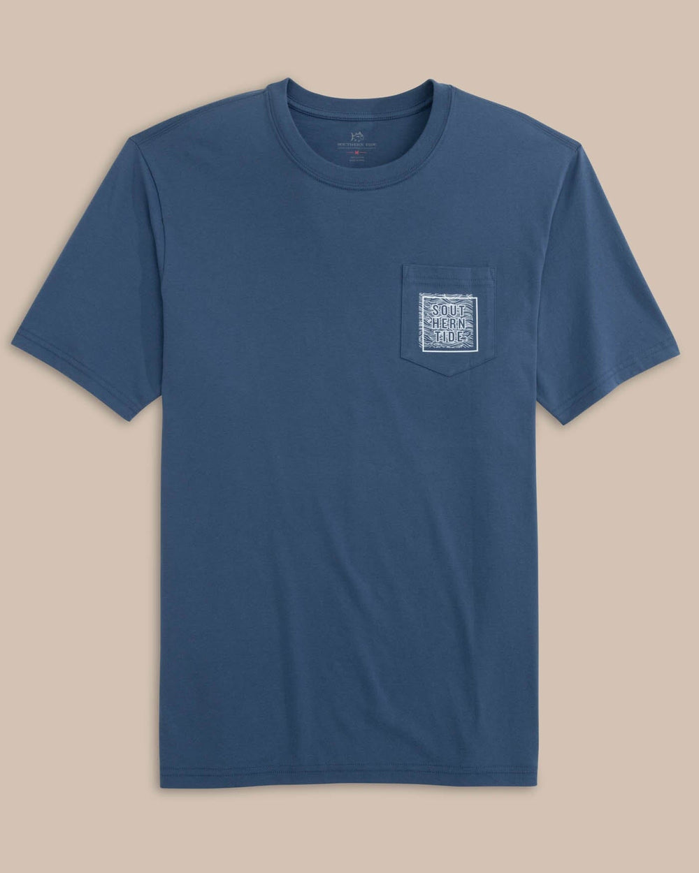 The front view of the Southern Tide The Whaler Short Sleeve T-shirt by Southern Tide - Aged Denim