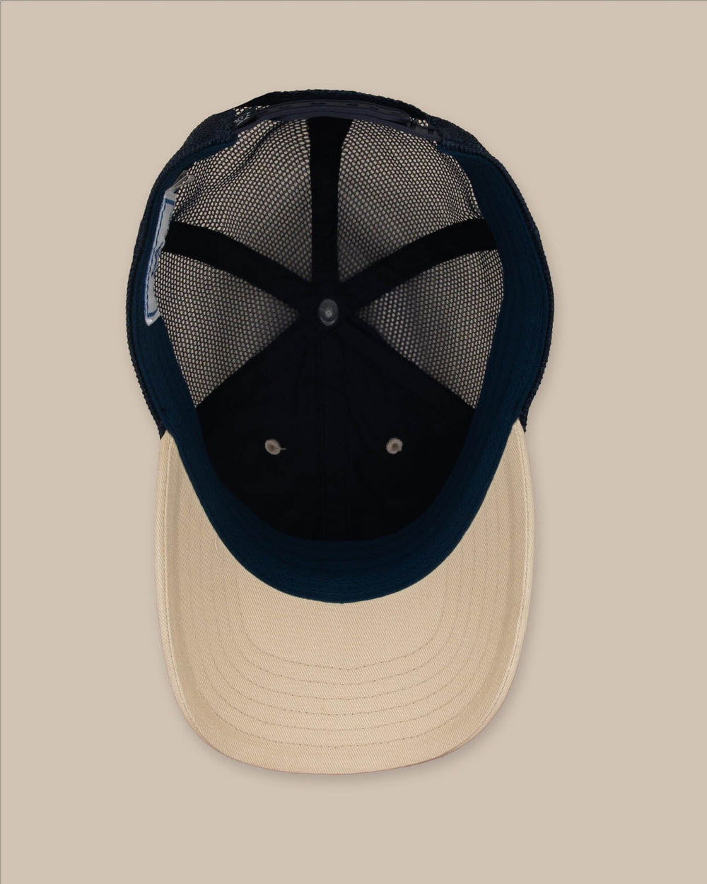 The detail view of the Southern Tide Tidal Wave Trucker Hat by Southern Tide - Stone