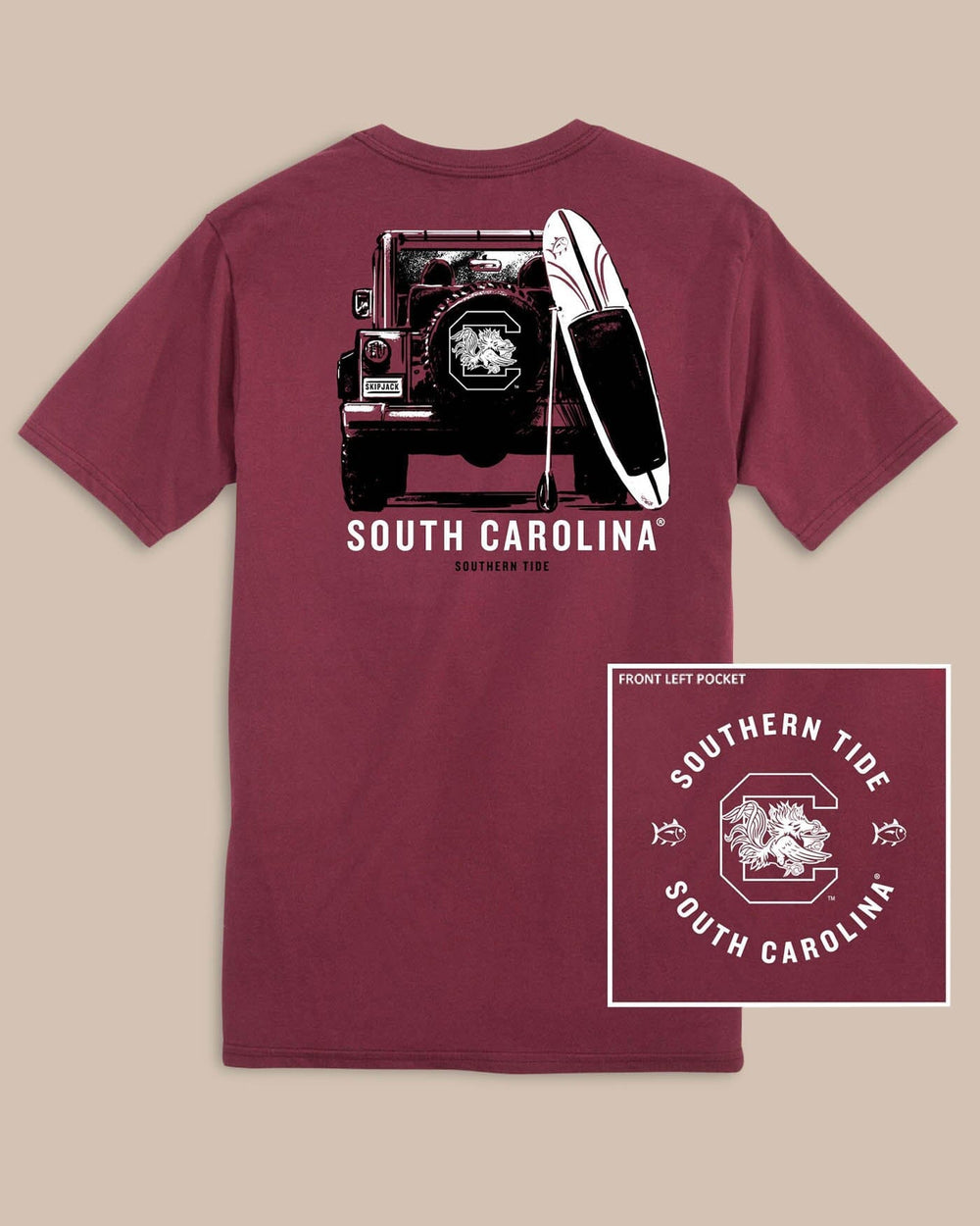 The back of the Men's USC Gamecocks Road Trip Short Sleeve T-Shirt - Chianti