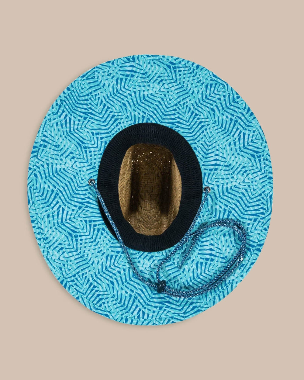 The detail view of the Southern Tide Vibin' Palm Straw Hat by Southern Tide - Atlantic Blue