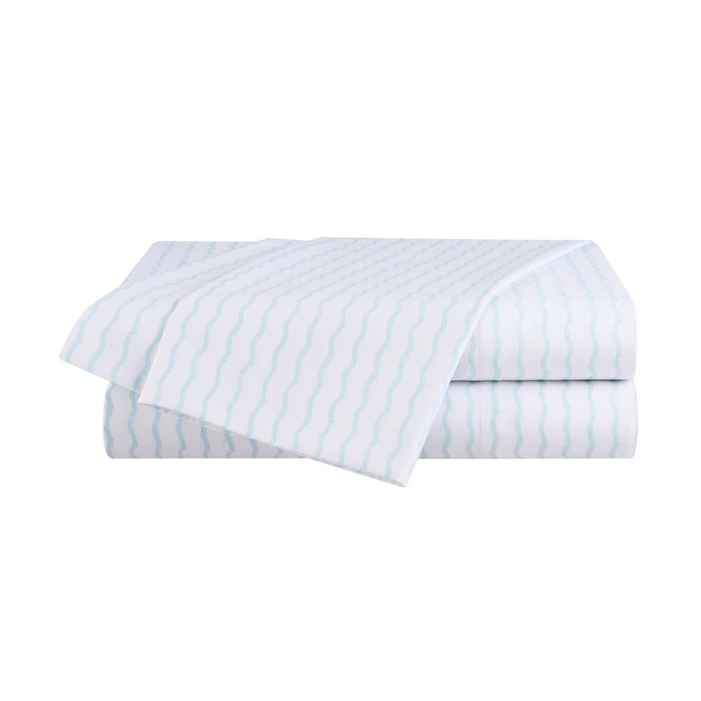 The set view of the Southern Tide Wavy Stripe Aqua Sheet Set by Southern Tide - Aqua