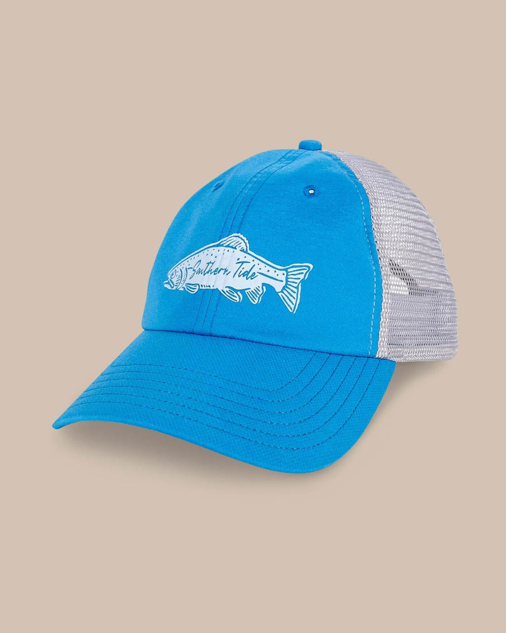 The front view of the Southern Tide Youth Flyday Trucker Hat by Southern Tide - Blue